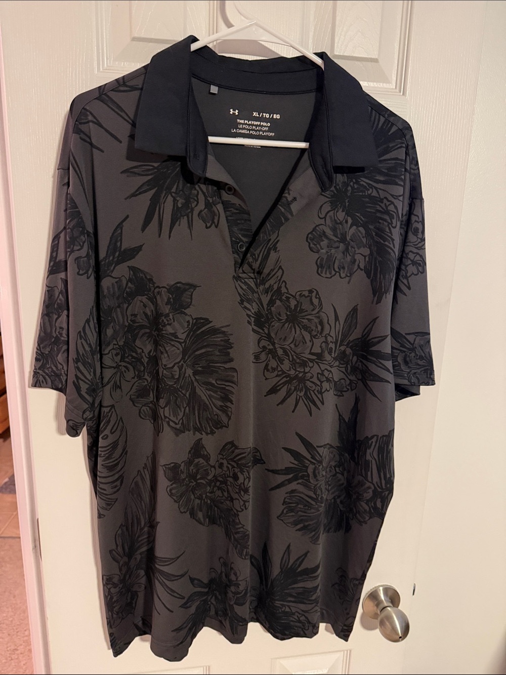 Under Armour Men’s Dark Gray Polo with Black Floral Print